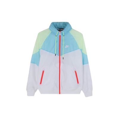Jaqueta corta-vento com capuz e logo Masculina Roupa de exterior Azul Branco AR2210-101