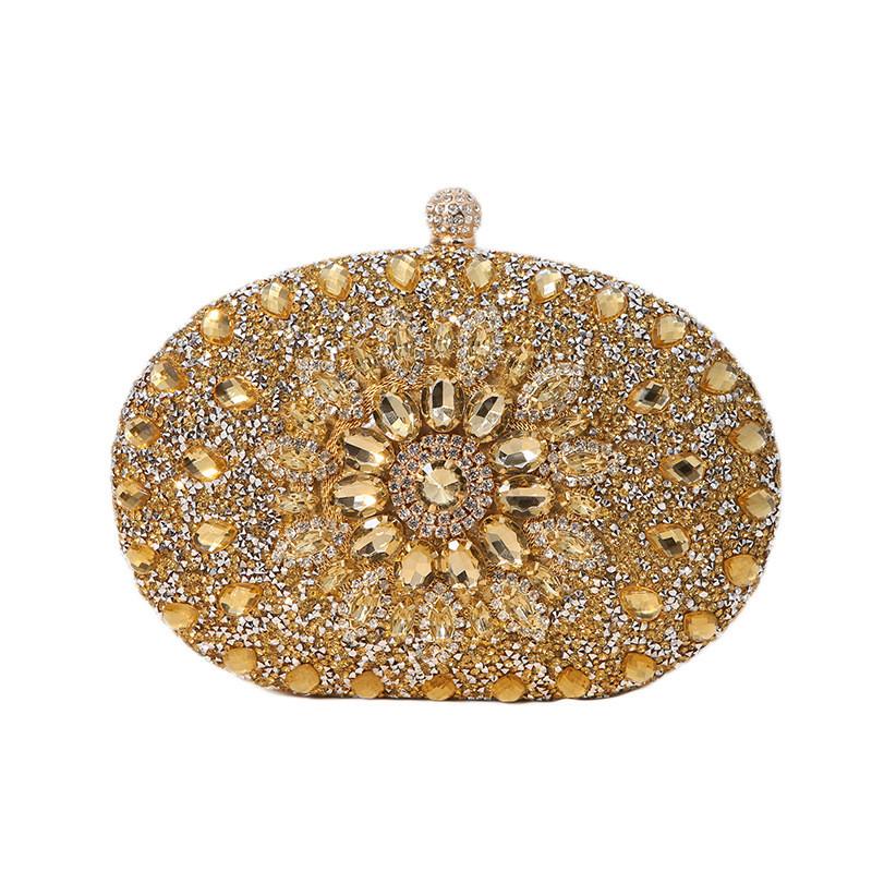 Elegant Oval Purse With Diamond Decor For Prom And Wedding Celebrations