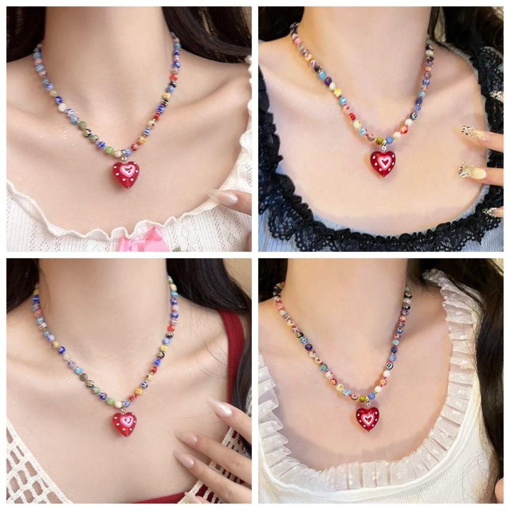 Colored Necklace Adjustable Beads Chain Creative Collarbone Chains  for Women