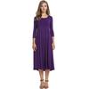 Women's Cotton Swing Dress Casual 45720 Sleeve Crew Neck Midi
