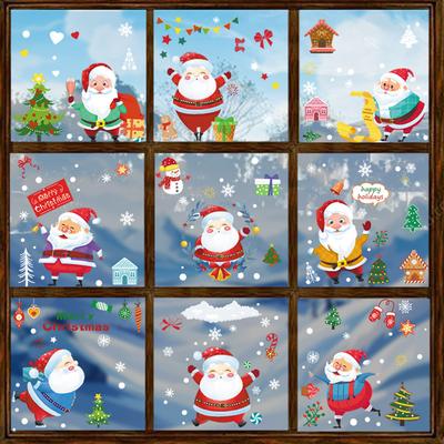 Weihnachtsmann Baum Elektrostatische Aufkleber Glastür- und Fensterdekorationen Cartoon-Figur Festliche Atmosphäre Aufkleber