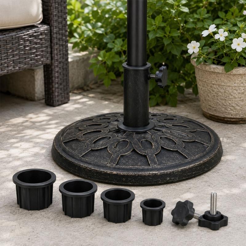 Outdoor Umbrella Base Bushing with Center Opening Support Sleeves and Direct Tightening Pieces for Stand Service