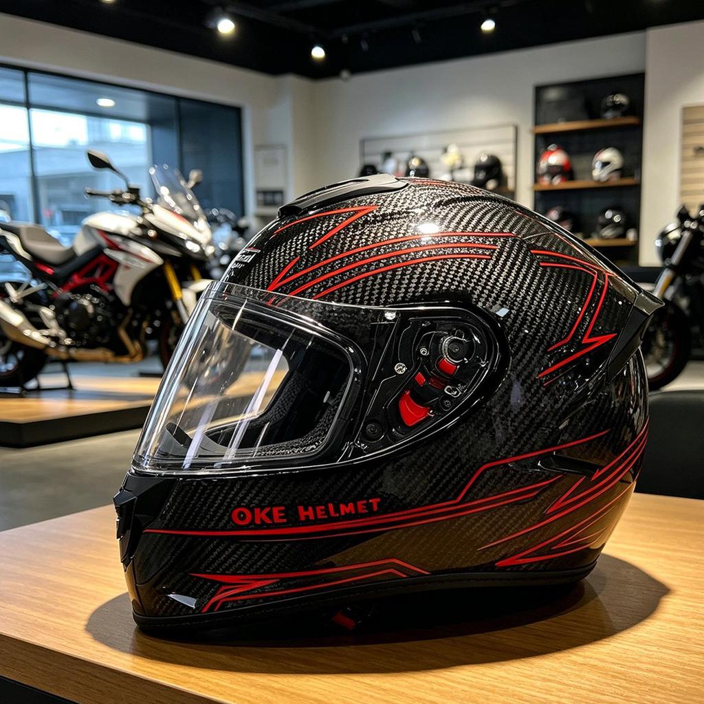 Carbon Fiber Full Face Motorcycle Helmet for Men - Racing, Karting, Scooter Use