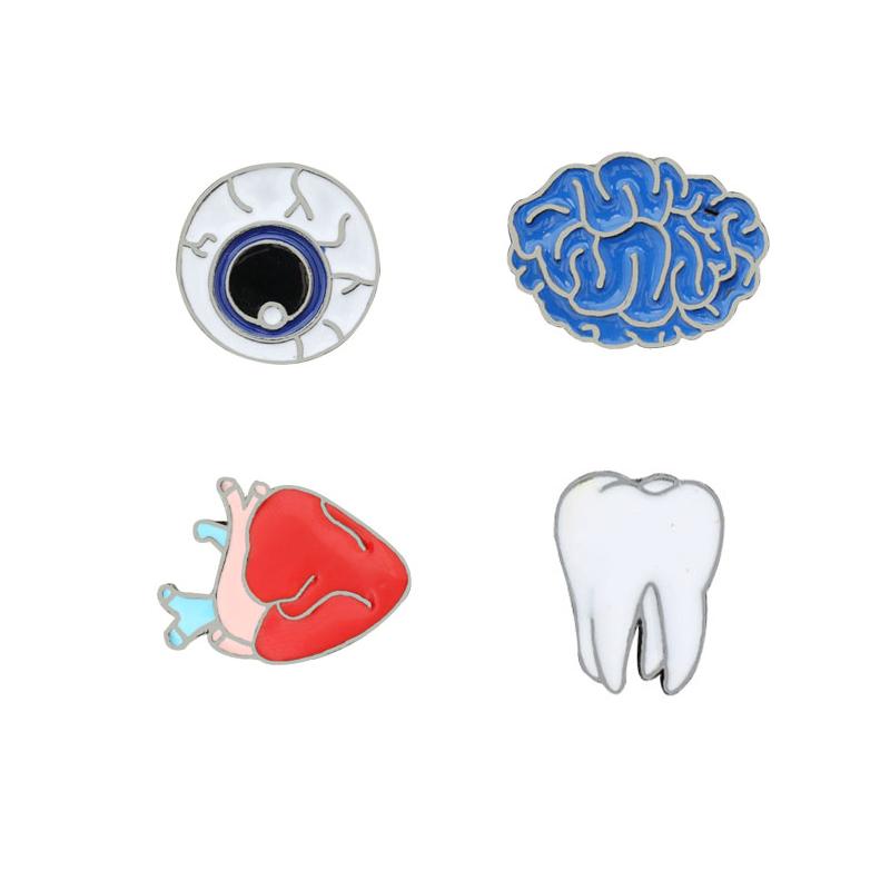 2-4pcs/set Creative Medical Pins Needle Stethoscope Heart Organ Brooch for Nurse Doctor Bag Lapel Badges Jewelry Gifts Wholesale