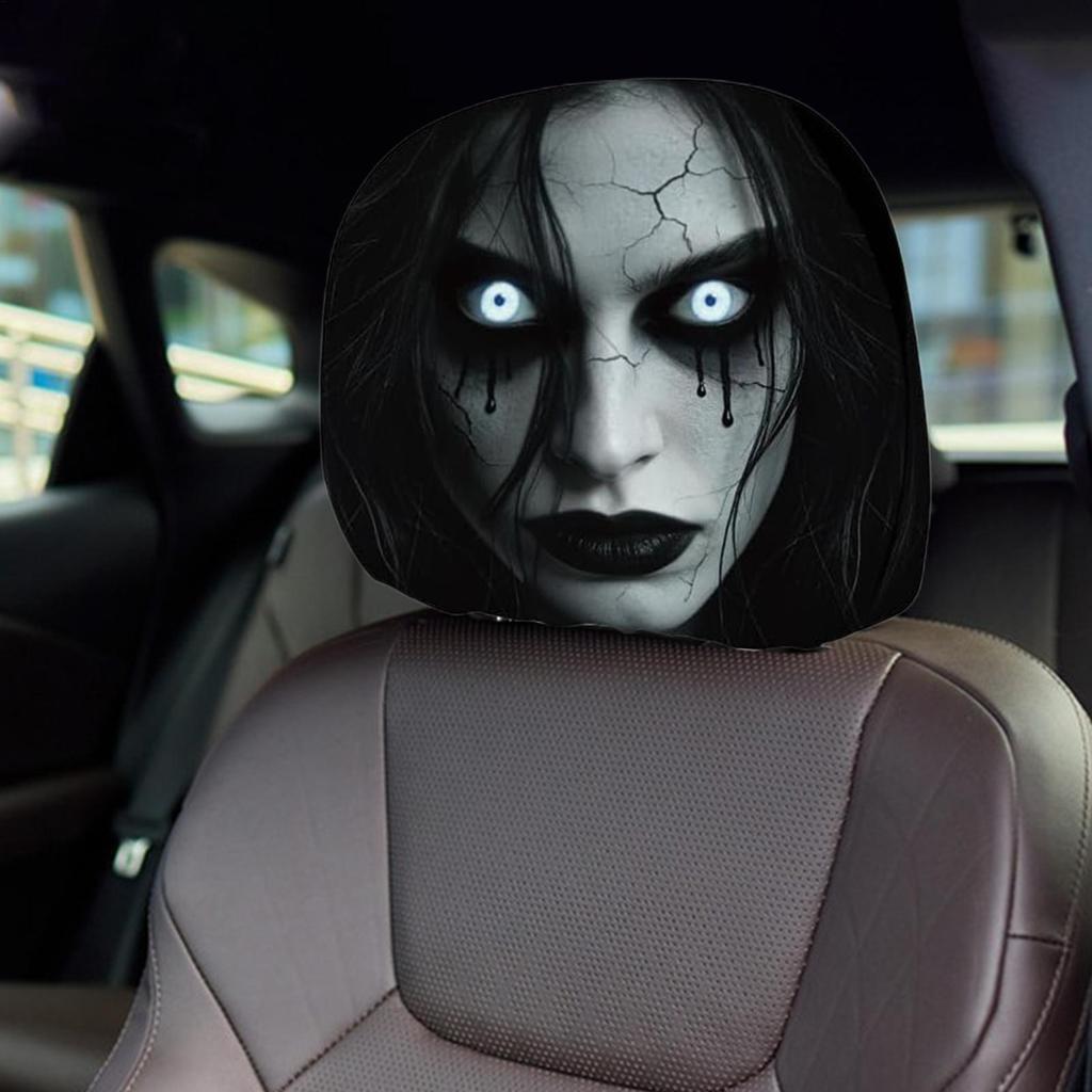2 Stuks Enge Hoofdsteunhoes Halloween Grappige Auto Hoofdsteun Beschermer voor Mannen Vrouwen Familie Vrienden SUV Sedans Pickups Campers