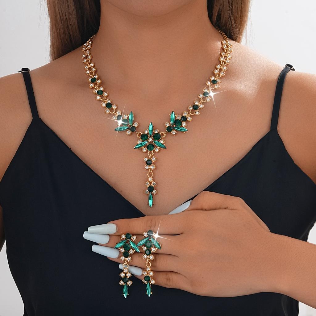2026 Necklace Earrings Two-piece Set Premium Rhinestone Set Bridal Wedding Banquet Jewelry