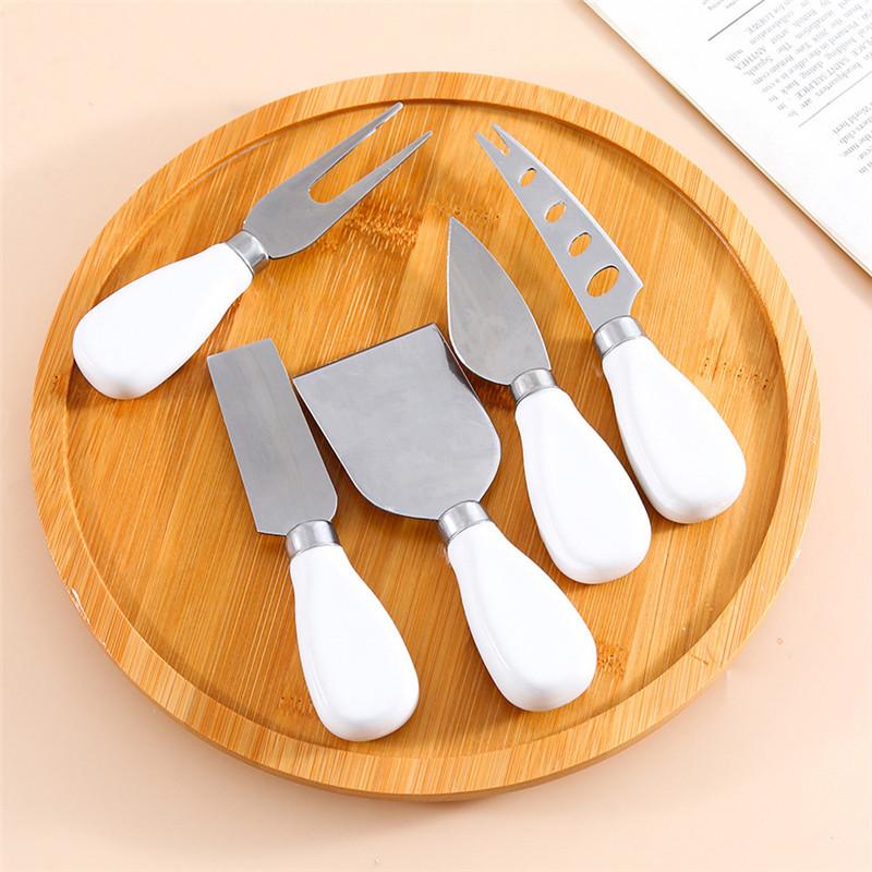 Ceramic Handle Stainless Steel Cheese Knife Creative Butter Knives Slicer Cheese Cake Spatula Fork Graters Kitchen Baking Tools