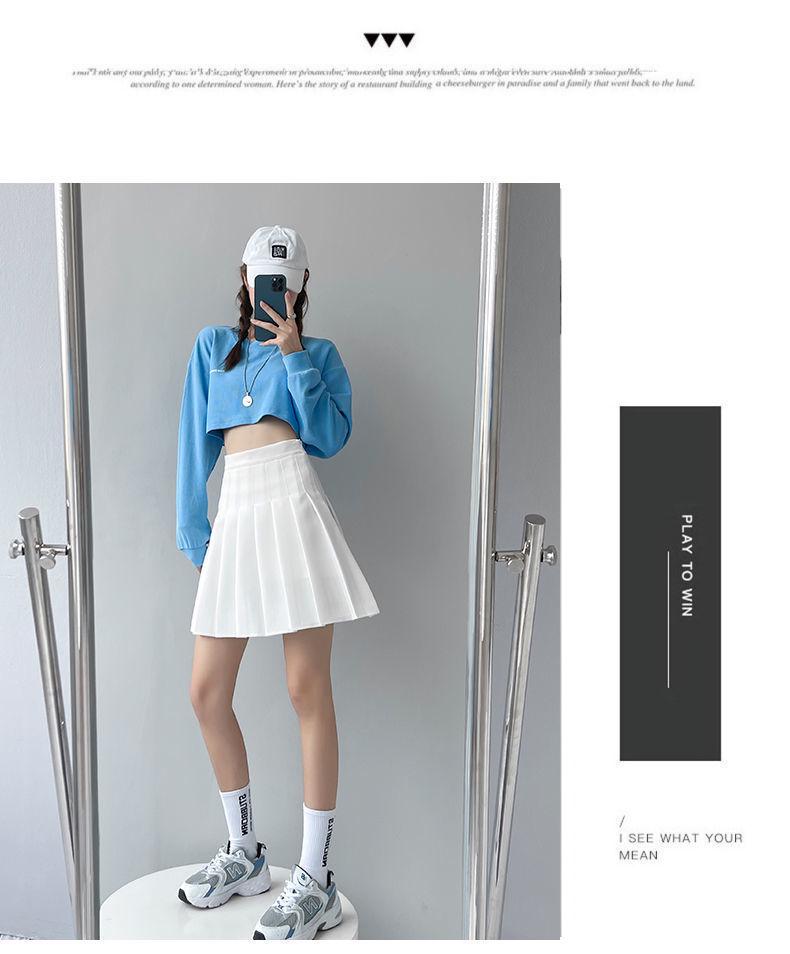 Fustă Mini de Tenis A-line Plisată cu Talie Înaltă pentru Femei Mărimi Mari - Negru