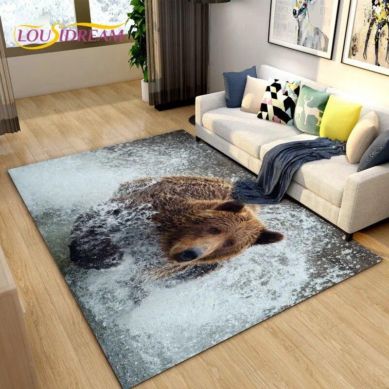 Коврик с рисунком бурого медведя, белого медведя, коврик для гостиной, спальни, дивана, коврик для кухни, украшение для кухни, детский нескользящий напольный коврик 40x60cm