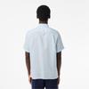 LACOSTE Men s Linen Short Sleeve Shirt [Sky Blue]