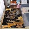 Dragon and Cloud Pattern Carpet In Black and Gold Oriental Style Suitable for Use As an Anti-slip for Living Room Bedroom Sofas
