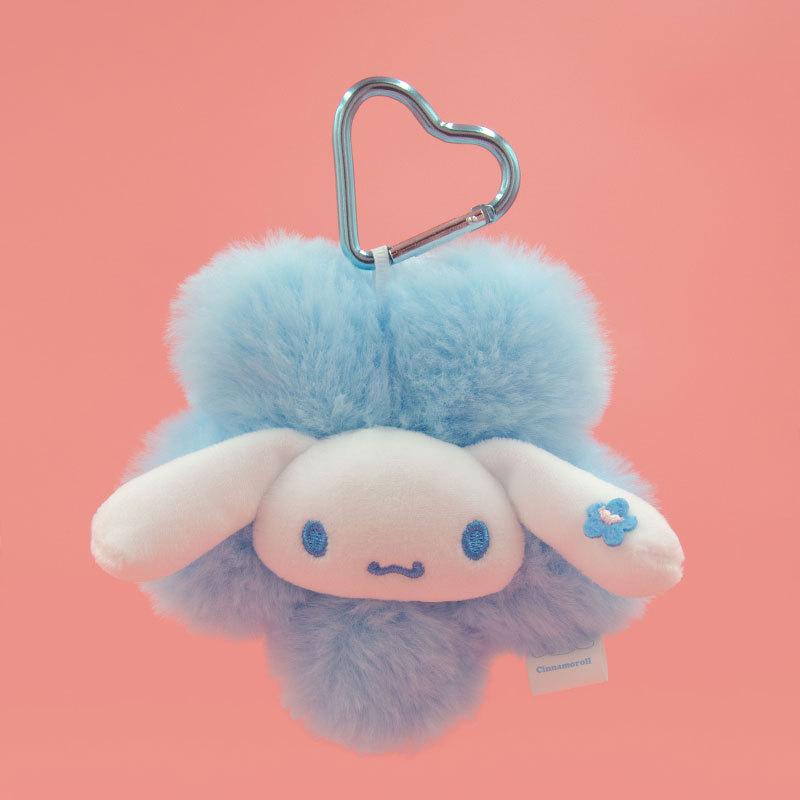 Genuine Sanrio Hello Kitty Kuromi Melody Cinnamoroll Stuffed Plush Toy Flower Style Pendant Keyring Anime Keychain Birthday Gift