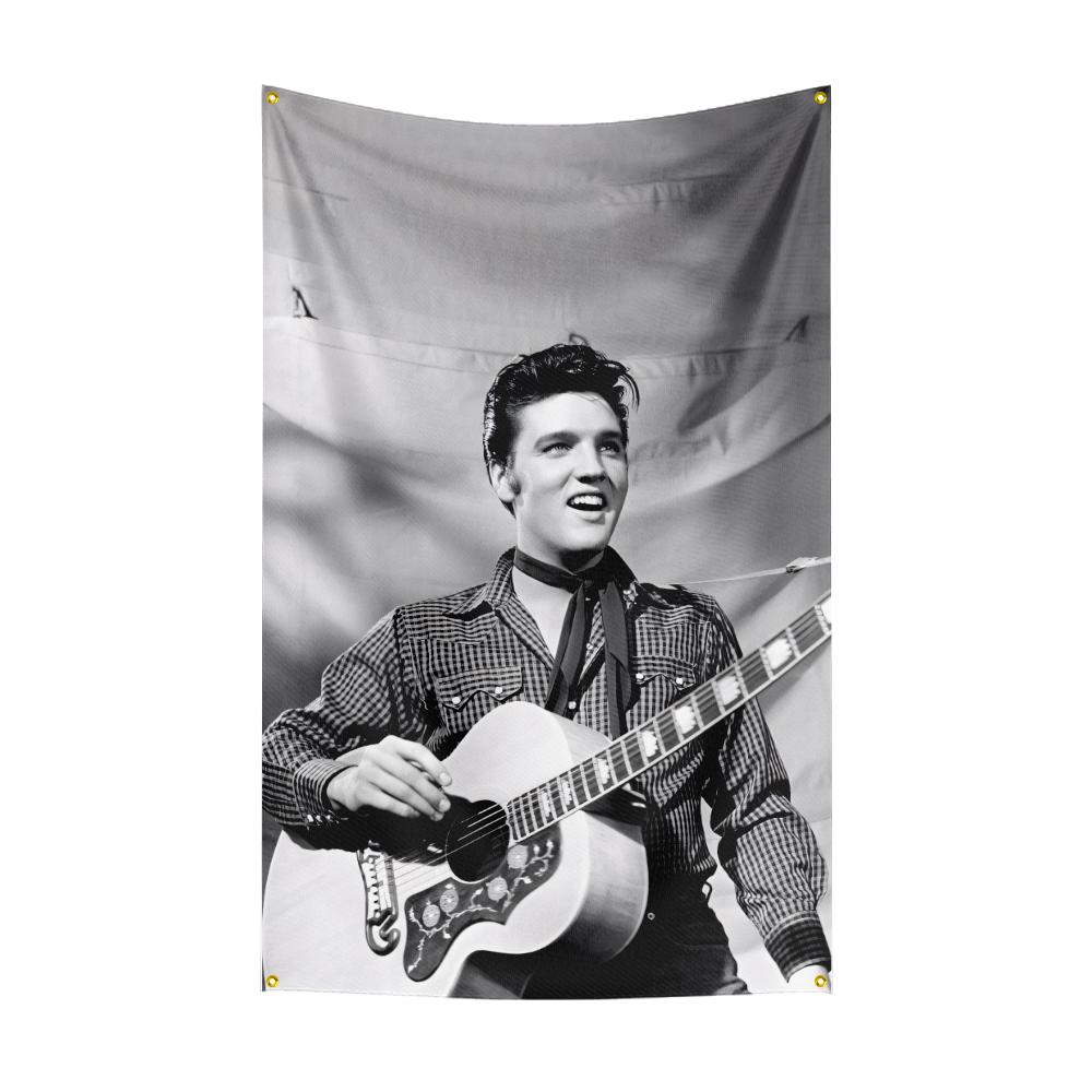 E-Elviss Flag Rock Music Band Banner HD Printing Tapestry Exhibition, Music Band Fans, Garage Decor