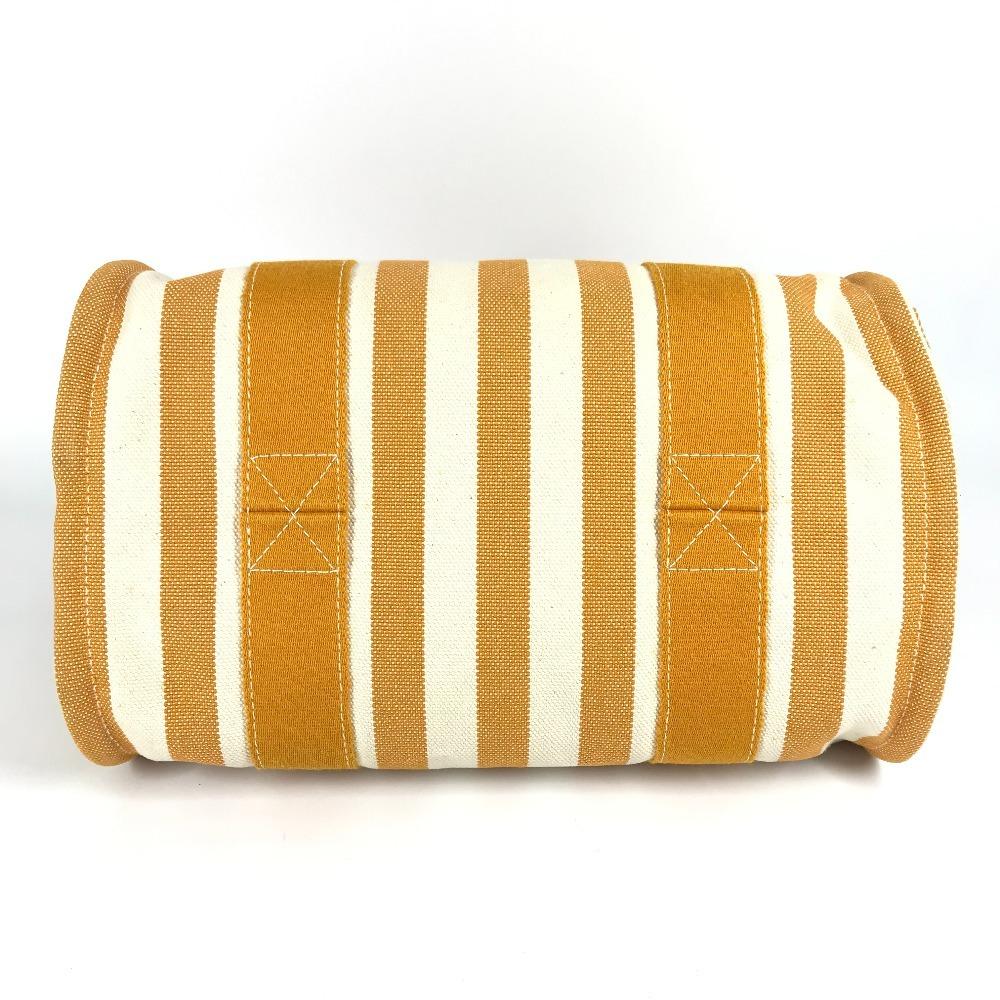 HERMES Border with pouch Cannes PM Tote Bag Hand Bag Canvas yellow/White