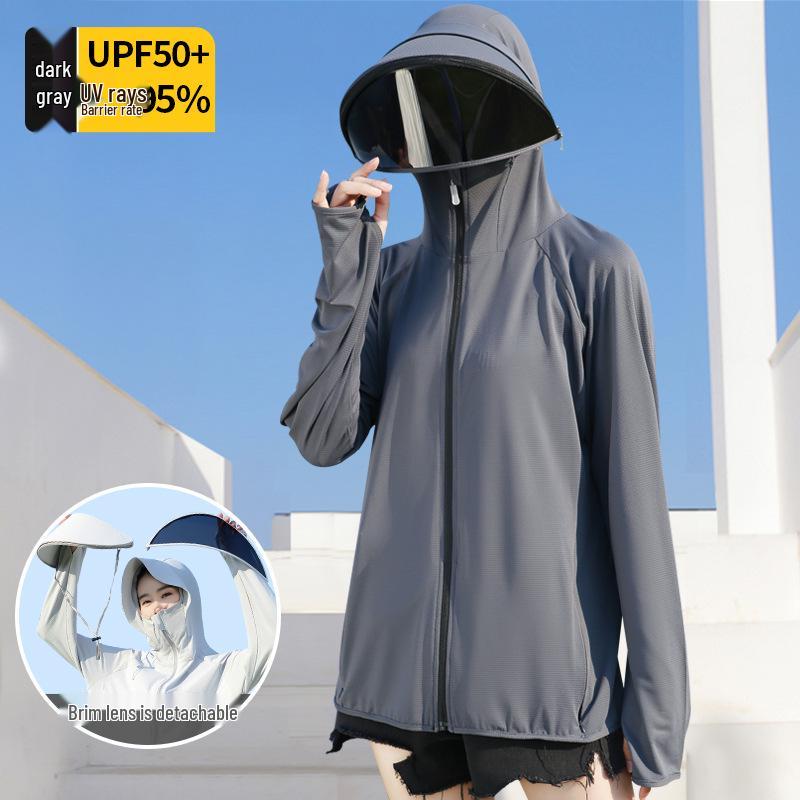 Women's UV Protection Ice Silk Sun Hoodie with Full Face and Neck Coverage