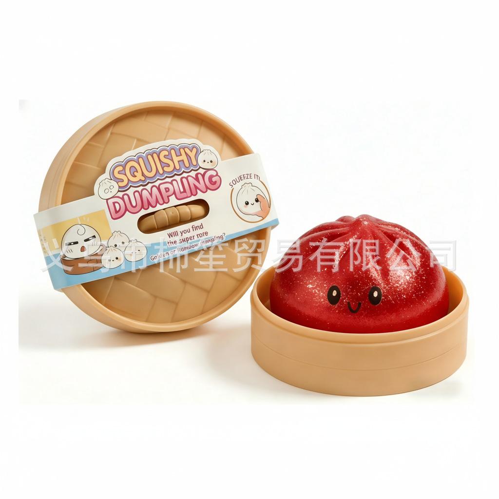 

New Glitter Dumpling Glitter Dumpling Squishy with Box Dumplings Sensory Squeeze Toy for Stress Relief красный