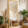 Straight Full-Length Mirror with Wood Frame In Brown, 160 X 50 Cm, with Adjustable Metal Stand, Suitable for Residential and Commercial Spaces