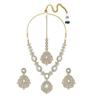Antique Gold Tone Dazzling Stones Necklace Earring & Maangtikka Set For Women