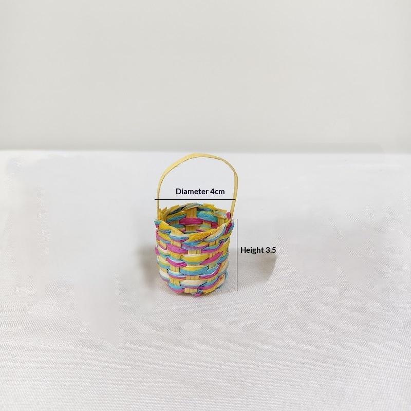 1Pcs Storage Basket Scene Props Dollhouse Mini Woven Flower Basket Carrying Basket Miniature Model Daily Necessities Decor
