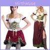 Deutsches Bayerisches Bierdirndl für Damen mit elastischer Taille und Spitzendetails