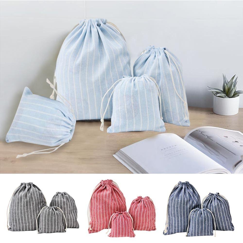 

Stripe Small Pouch Bags 4 Colors Drawstring Bag Drawstring Pouches Cotton Bags Storage Bag