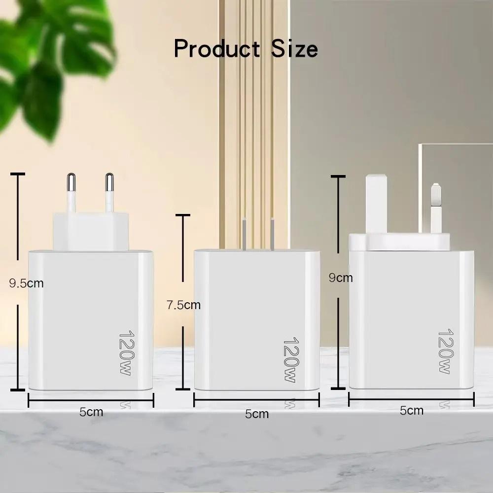 120W USB Charger Type C Quick Charge 3.0 Fast Charging Mobile Phone Adapter EU/US Plug Wall Charger For iPhone 15 Samsung Xiaomi