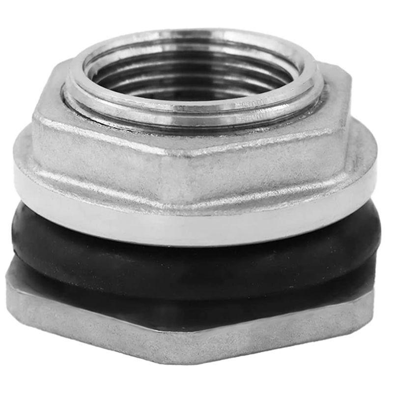 

AEE4-Water Pipe Connector Adapter SUS304 Stainless Steel Thru-Bulk Fitting For Rain Barrels,Aquariums 2Inch
