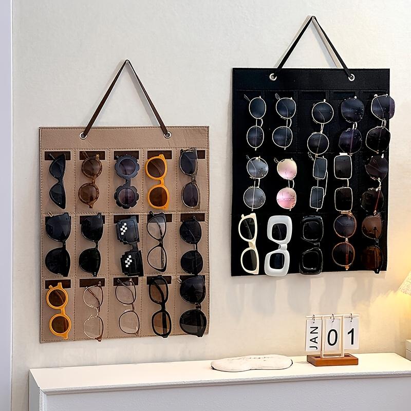 1pc 15 Grids Glasses Organizer Storage Wall Hanging Bag Multifunctional Sunglasses Eyeglass Container Bag Foldable