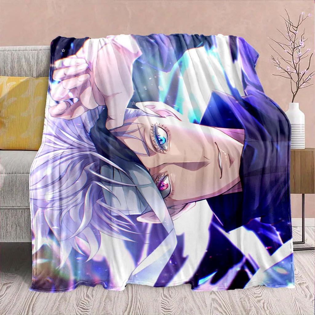 Jujutsu Kaisen Anime Flannel Blanket - Soft Warm Perfect for Sofa, Bedding Camping Travel Office Home Decor -QJY