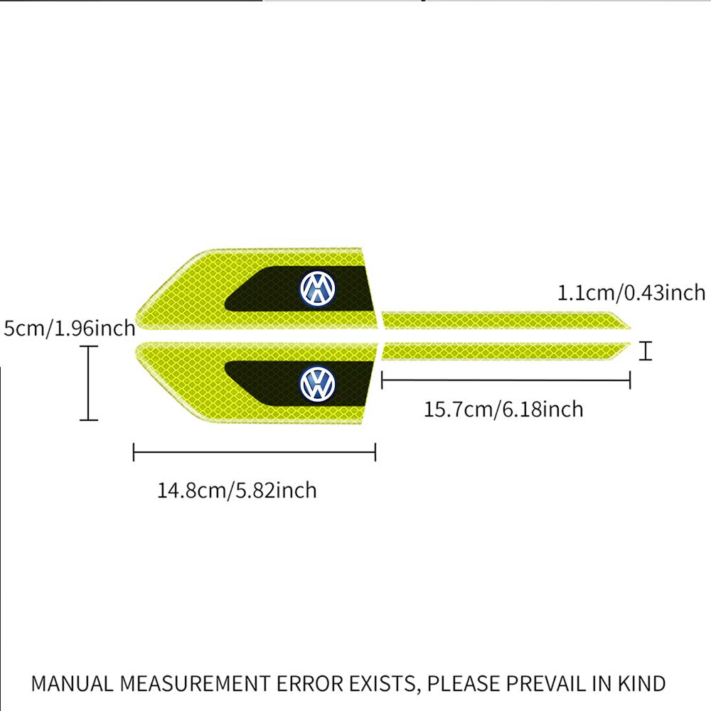 For VW Rline Golf polo Jetta Bora CC MK4 2PCS Car Reflective Auto Truck Safety Warning Tape Bumper Secure Reflector Car Sticker zq9