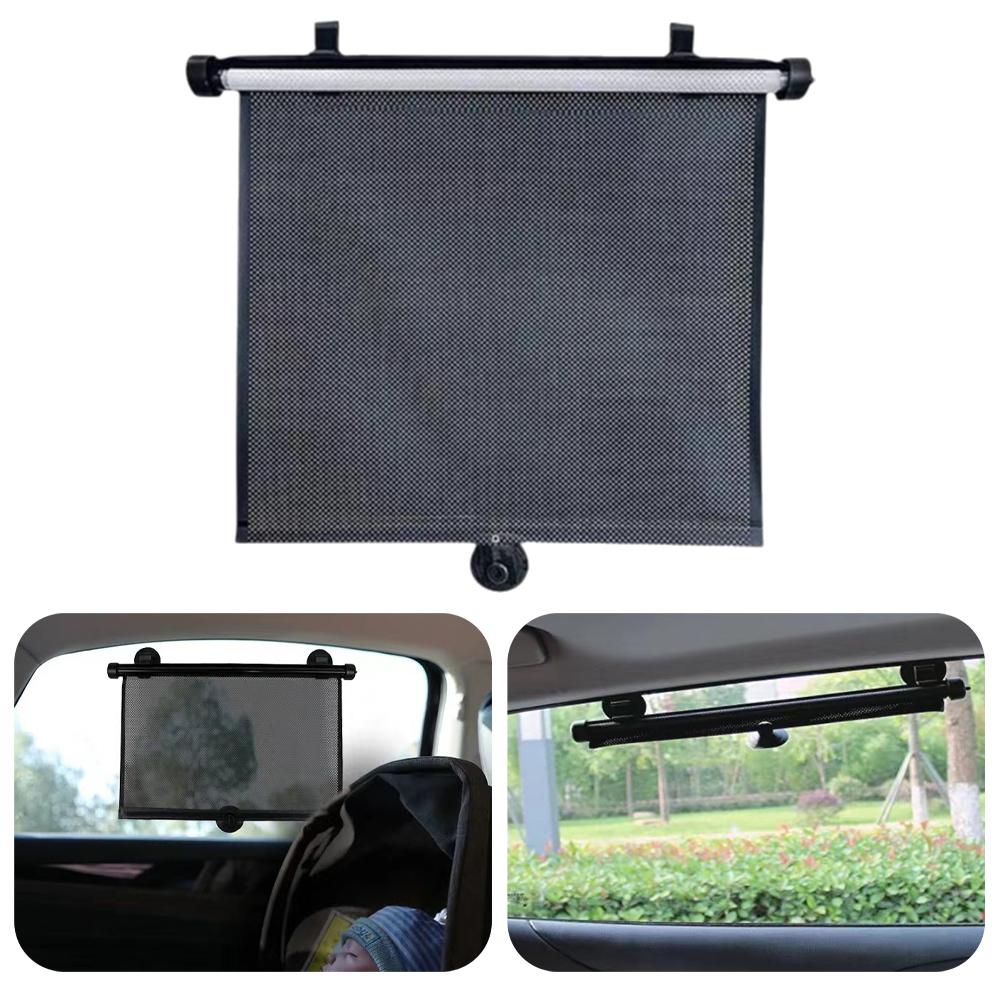 1pc Car Sun Visor Roll Up Retractable Curtain Universal Perforated Sunshade Blind For Side Windows UV Protection Car Accessories
