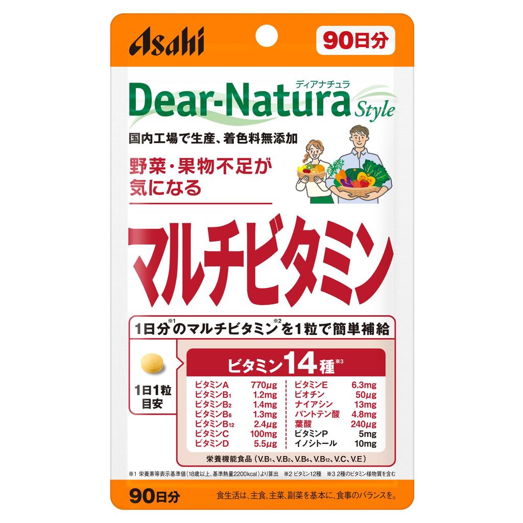 Diana Natura Style Multivitamin 90 capsules (90 days) Asahi Supplement Dear-Natura Produced domestic factory 1 capsule per day Pouch