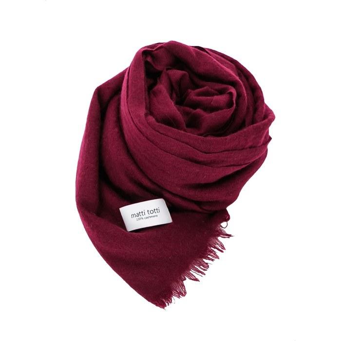 [Matti Totti] Deep Red Cashmere Stole – Large, Thick, Reversible Cashmere Scarf for Men – 100% Cashmere – V0024B-5 F