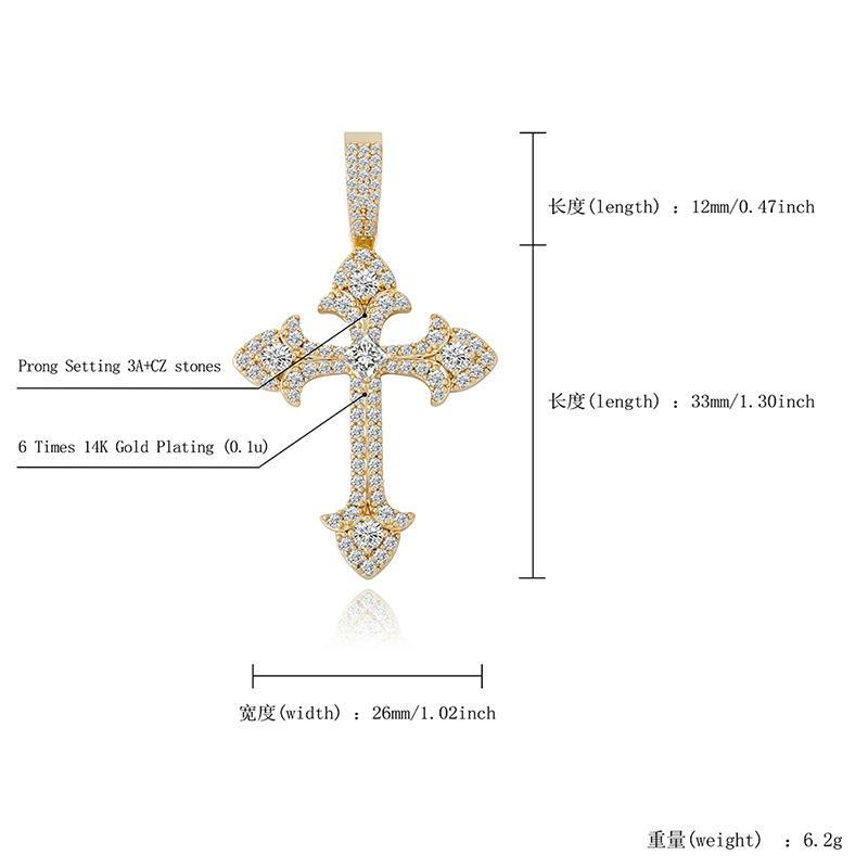 European and American Personalized Retro Cross Pendant Full of Zircon Men's Twist Chain Necklace Jewelry