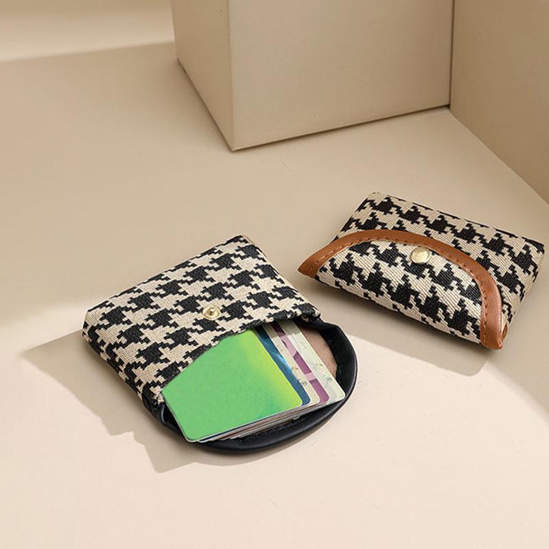 Mini Square Plaid Canvas Lipstick Makeup Bag Plaid Coin Wallet Large Capacity Storage Bag