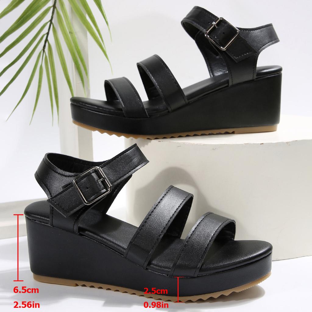 Fashion 2025 Size 35-43 Platforms Sandals Thick Bottom Fish Mouth Fashion Sandals Wedge Roman Style Casual Ankle Strap Ladies Shoes