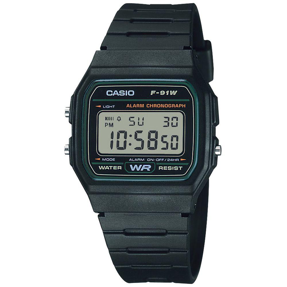 Casio Collection Digital Lcd Model Green F 91w 3jh