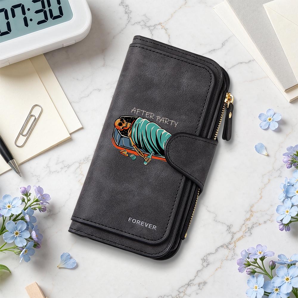 Stylish Skeleton Print Long Wallet for Party Portable Durable Card Holder