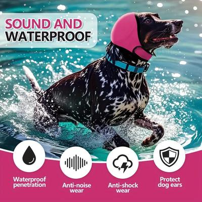 Waterproof Ear Cover For Dogs Shock And Lightning Head Cover Earplug Magic Tape Summer Swimming Anti-noise Hearing Protection