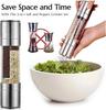 2 In 1 Stainless Steel Salt and Pepper Grinder Set Double Head Salt and Pepper Grinder Manual Salt and Pepper Mill Grinder New
