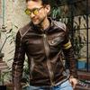 Autumn and winter new fashion slim stand-up collar locomotive leather jacket men FN