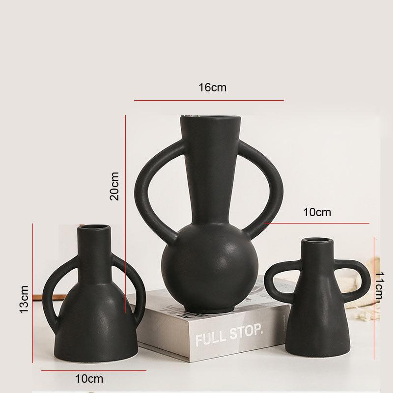 Simple Art Cutout Ceramic black Vase Living Room Dining Table Decoration Creative Amphora Special-shaped Vase Flower Home Decor