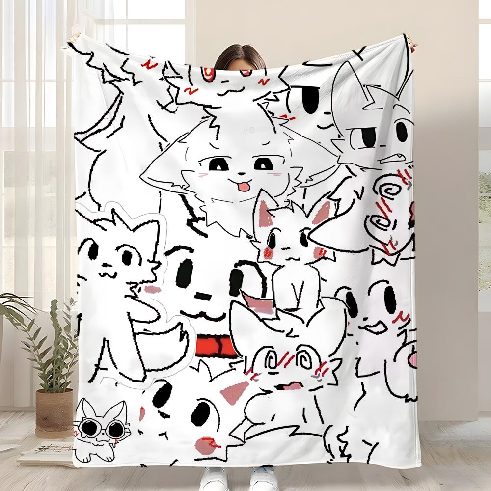 Cute Cat b-Boykisser Throw Kid-Friendly Flannel Throw Blanket Soft Warm Anti-Static Washable All Season