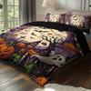 3-piece Halloween themed ghost, bat, and pumpkin patterned duvet cover set, 1 duvet cover+2 pillowcases, coreless