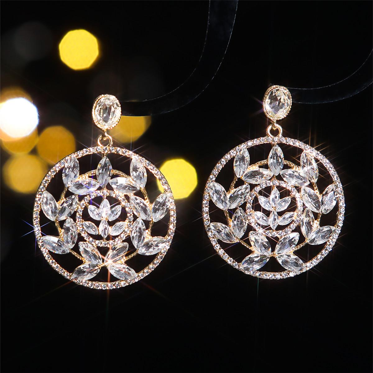 

Модные круглые серьги со стразами из стекла для женщин, персонализированные преувеличенные серьги с кристаллами, 1 пара