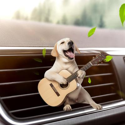 Klipsy do odświeżacza powietrza Uroczy Pies Gitara Klips do kratki nawiewu samochodowego Wystrój deski rozdzielczej 2D dla miłośników psów Łatwy do przypięcia Lekki Nowość Prezent do wnętrza samochodu