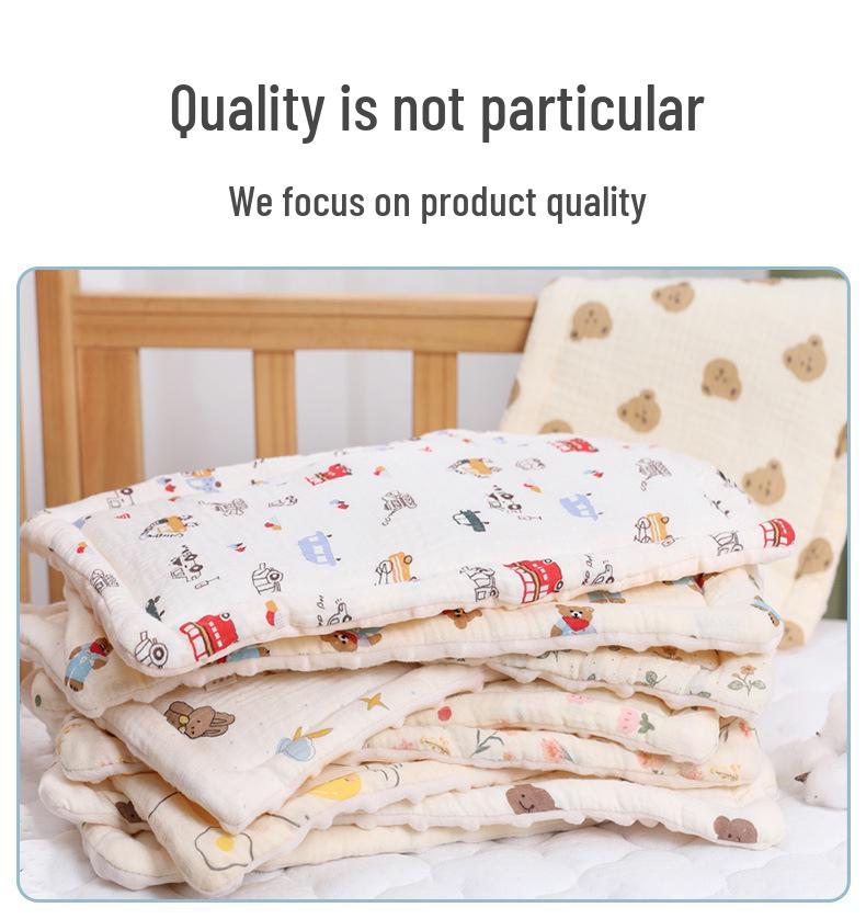 Breathable Cotton Minky Gauze Flat Pillow for Newborns - Universal, Sweat-Absorbent, Four Seasons Style