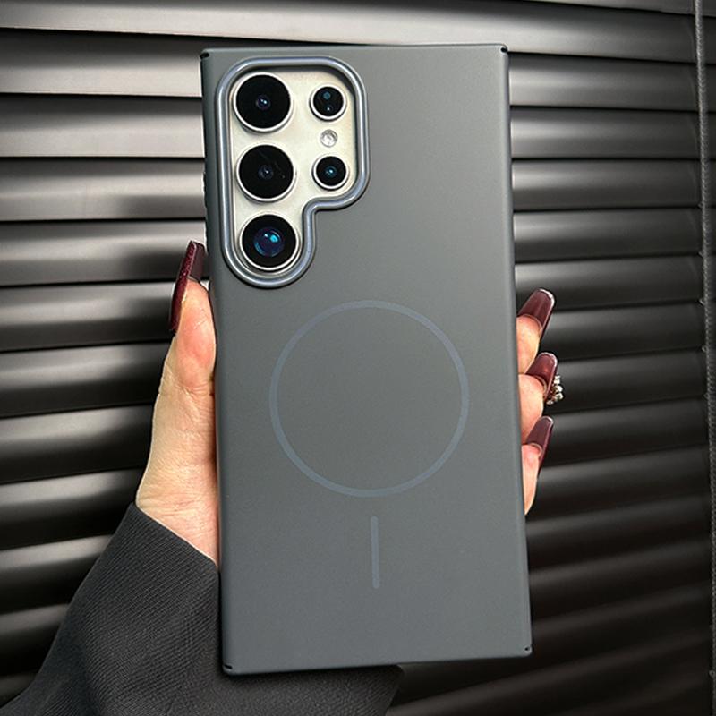 Luxury Matte PC Hard Plain Phone Case For Samsung Galaxy S25 Plus S24 S23 S22 S21 Ultra Note 20 Magnetic Wireless Charge Cover