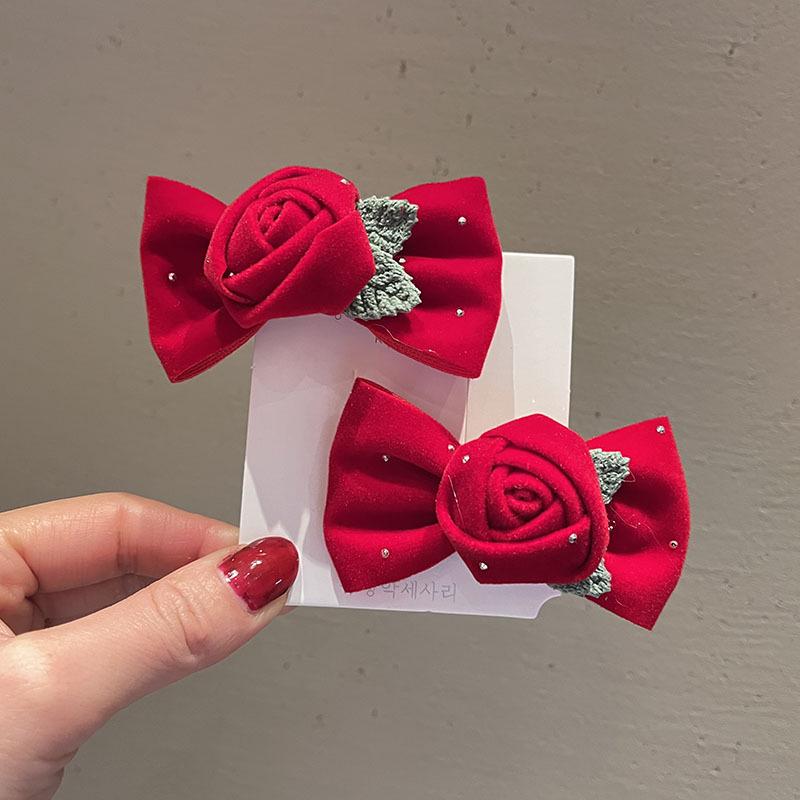 

Детская праздничная красная заколка-бант для волос - Новогодний головной убор принцессы