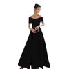 Women's Plus Size Black Off-Shoulder Slimming Evening Gown for Summer 2025